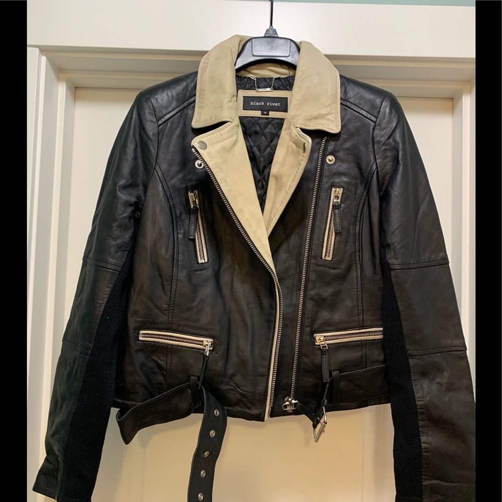 Black Rivet Leather Jacket - Picture 4 of 8